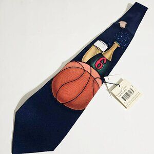 Robert Daskal Hand Painted Chicago Bulls 6-Peat Silk Neck Tie Vtg NBA Basketball